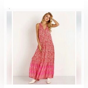 Spell & The Gypsy  Size Large  Delirium Maxi Dress Red Coral Bohemian